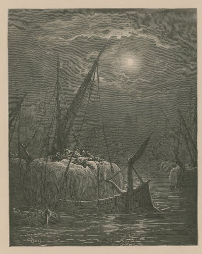 Boten op de Theems door Gustave Dore